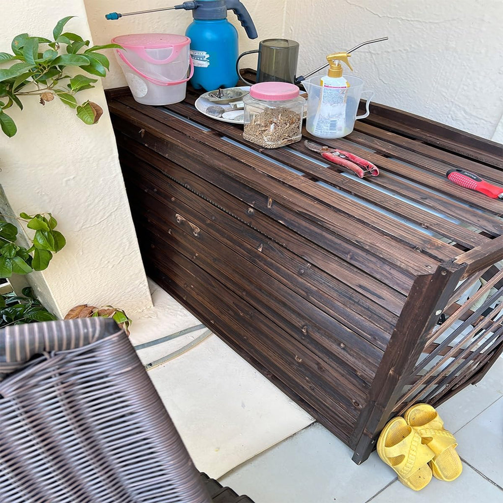 GENERIC Housse De Protection Pour Climatiseur Extérieur En Bois Massif Anti-corrosion Et Résistant Aux Intempéries Pour Climatisation Et Stockage Des Plantes