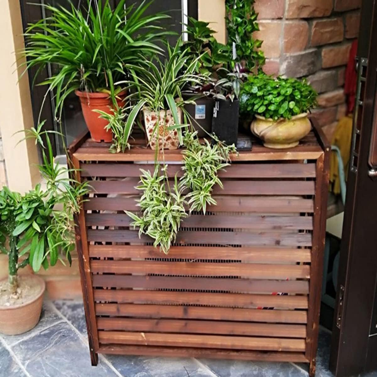GENERIC Housse De Protection En Bois Pour Climatiseur Extérieur – Support Caché Robuste Pour Unités De Climatisation Et Pompes à Chaleur – Grilles De Protection En Bois Massif – Clôture Imperméable Et Support