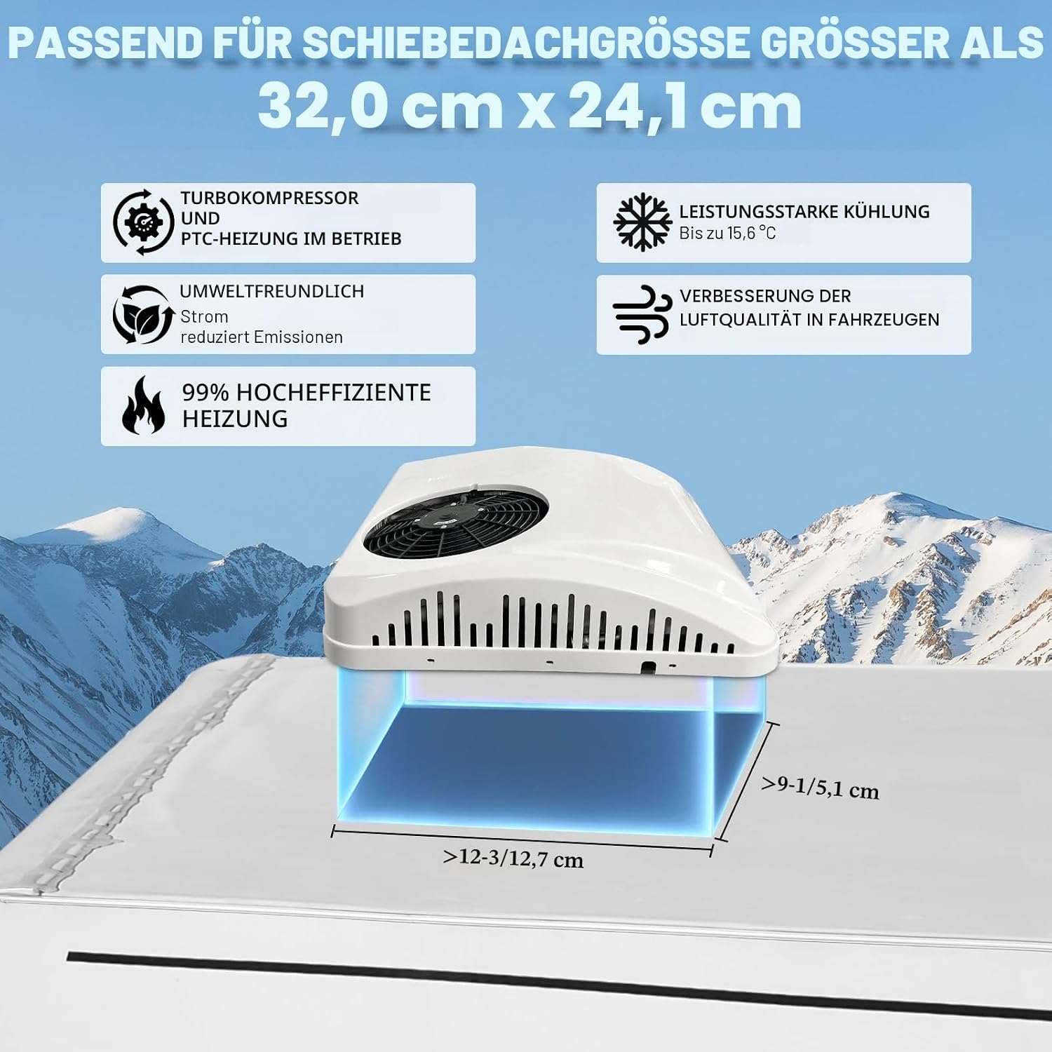  12V DC RV Climatisation 9500BTU, Climatiseur De Toit Calme Avec Chauffage, Refroidissement Rapide Et Chauffage Pour Camping-Car Et Camion, Installation Facile, Jusqu'à 50 DB, Stable Et Robuste