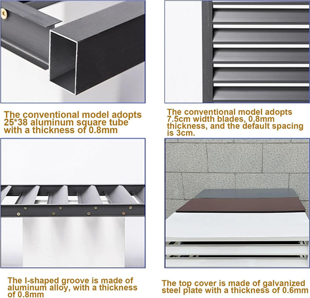 GENERIC Housse De Protection En Aluminium Pour Mini Climatiseurs Séparés, Protection De Pompe à Chaleur Extérieure, Clôture Marron élégante Pour Dissimuler La Climatisation Intérieur/extérieur, Design