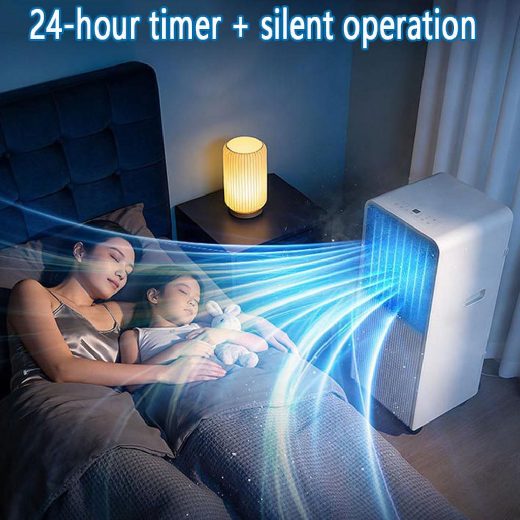  Climatiseur Portable Pour 300 Sq.Ft, Unité Intelligente AC Silencieuse Avec Déshumidificateur, Mode Veille, Télécommande, Minuterie 24H, Idéal Pour Chambre à Coucher, Bureau, Appartement