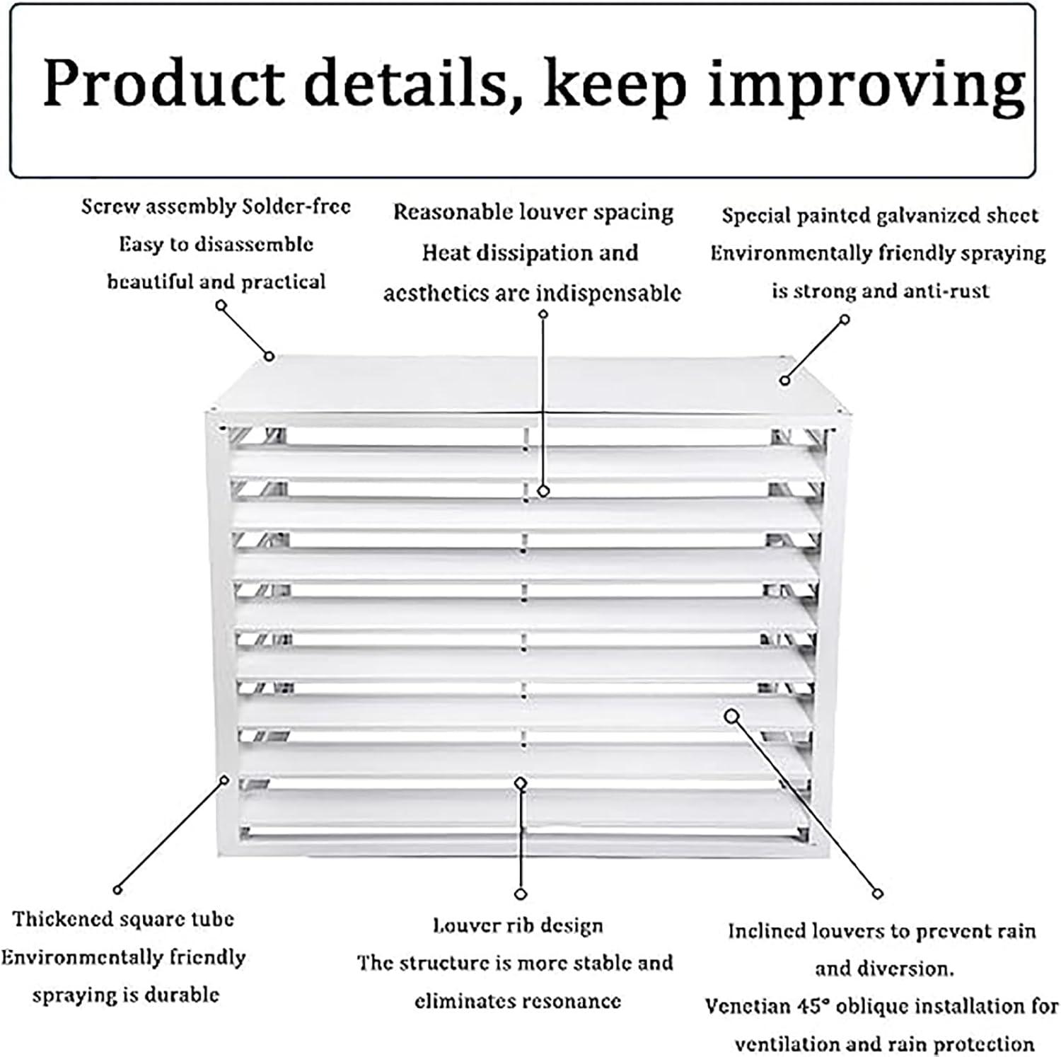 GENERIC Housse De Protection Pour Climatiseur D'extérieur - Grille Décorative En Alliage D'aluminium Pour Condensateur Et Pompe à Chaleur - Protection Contre Les Intempéries - Design Durable Et élégant