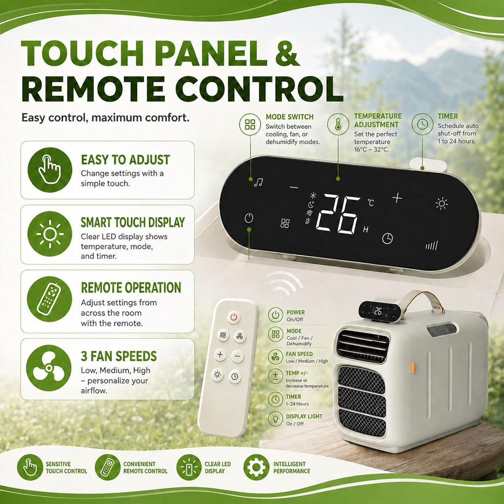  450W Portable AC 4700 BTU Refroidisseur De Tente Silencieux 108 Sq Ft Compact Auto-évaporation RV Camping Climatiseur Unité 45dB Ventilateur De Chauffage Déshumidificateur Pour Remorque Camper Dorm Va