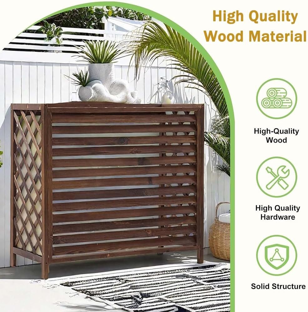  Support De Grille Pour Climatiseur Extérieur, Grille En Bois Pour Unité De Climatisation, Protection Pour Climatiseur Central, Cache Pour Pompe à Chaleur (100 X 43 X 94 C