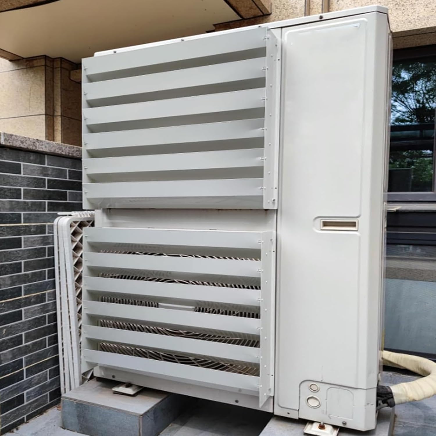 GENERIC Unité Externe De Climatiseur 60 X 60 Cm - Couvercle à Persiennes Pour Compresseur - Écran De Protection Pour Une Circulation D'air Et Une Efficacité Optimales