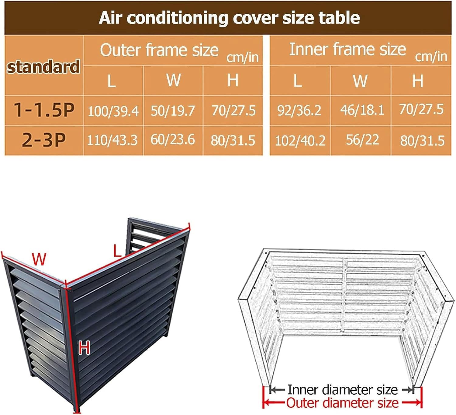 Écran De Clôture Pour Climatiseur, Housse En Aluminium Pour Climatiseur Et Pompe à Chaleur, Housse Pour Mini-climatiseur Split Pour Unités Extérieures, étagère De Rangem