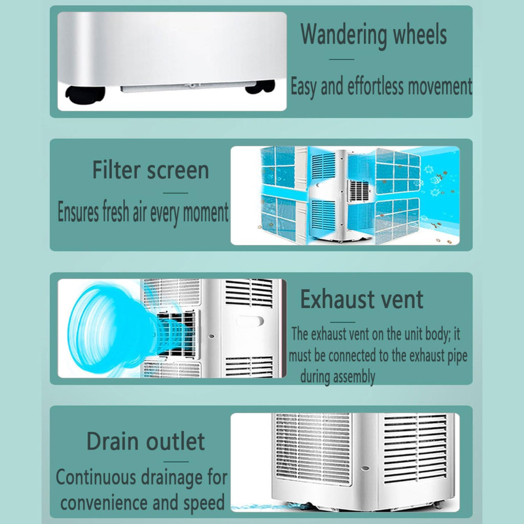  Unité De Climatisation Portable Avec Ventilateur, Déshumidificateur Et Télécommande, Refroidit Jusqu'à 350 Sq.Ft, Kit D'installation De Fenêtre Complet, Idéal Pour La Chambre à Coucher Et Le Bureau