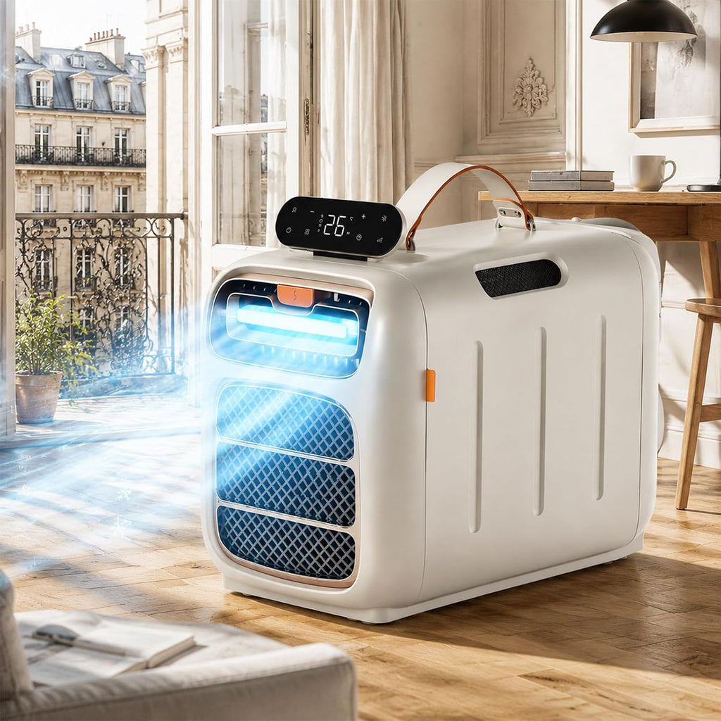  5200 BTU Mini Climatiseur Portable Pour Camping-Car, Clim Tente 1500W 3 Modes Avec Déshumidificateur, Climatisation Mobile Pour Van, Fourgon, Chambre, Logement Étudiant, Camion