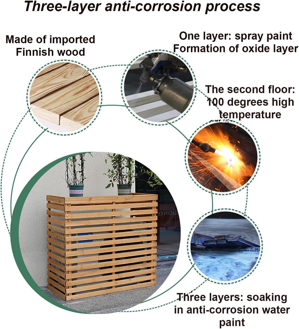 GENERIC Housse Pour Climatiseur Extérieur, Bois Massif Pour Unités De Climatisation Mobiles, Support De Fleurs, Protections Résistantes Aux Intempéries, Couleur Grise, Décoration De Jardin, Durabilité