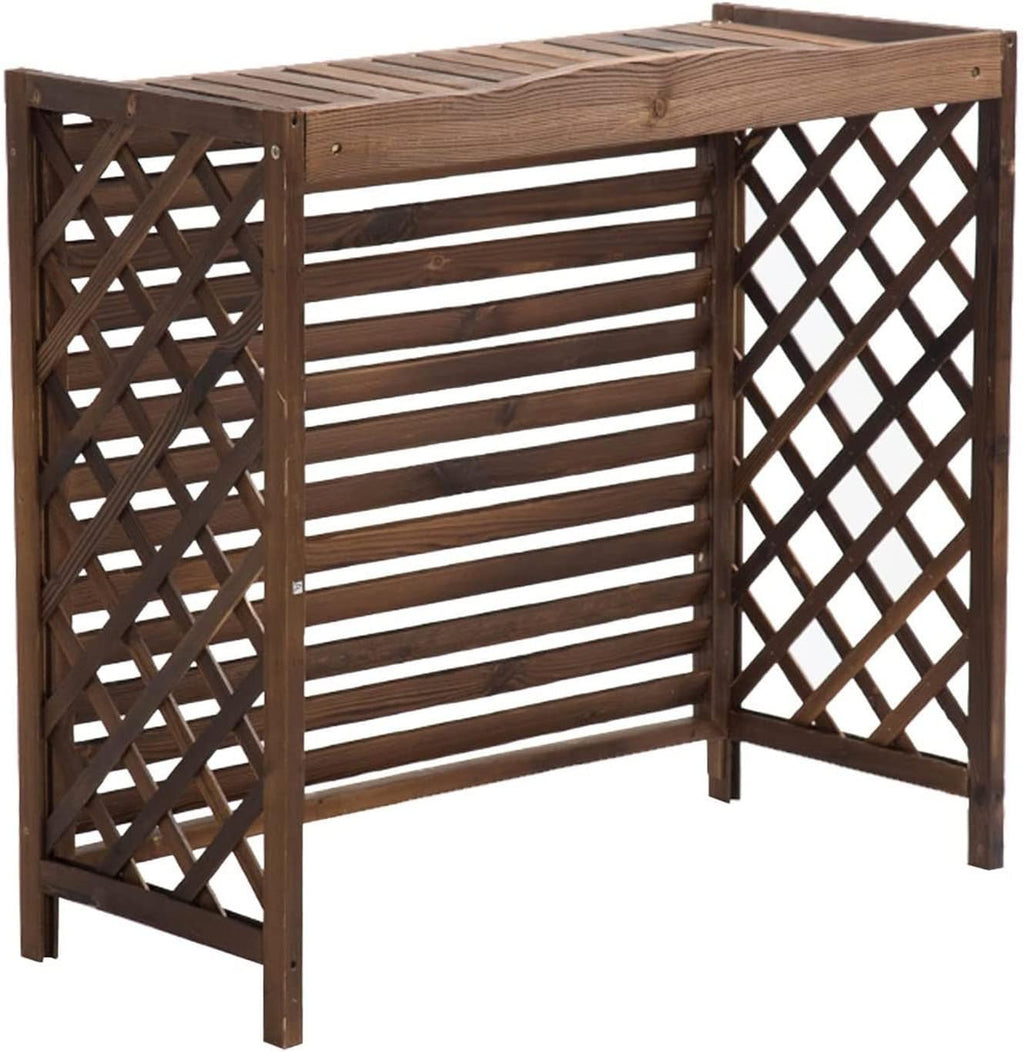 GENERIC Housse Pour Climatiseur Extérieur Et Pompe à Chaleur – Enclos En Bois Massif, Séparateur D'espace Décoratif Et Support De Cachette Pour Poubelles, Grilles Pour Unités De Climatisation Et Supports De