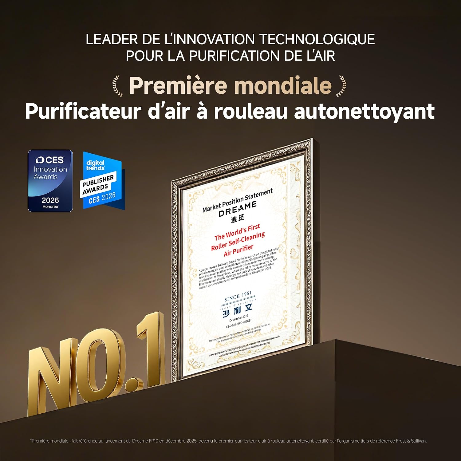  DREAME FP10 Purificateur, Autonettoyage Actif, LoopBoost, Nettoyage 360°, Double Action CataFresh, Filtration 6 Couches, Spécial Animaux, Design Technologique