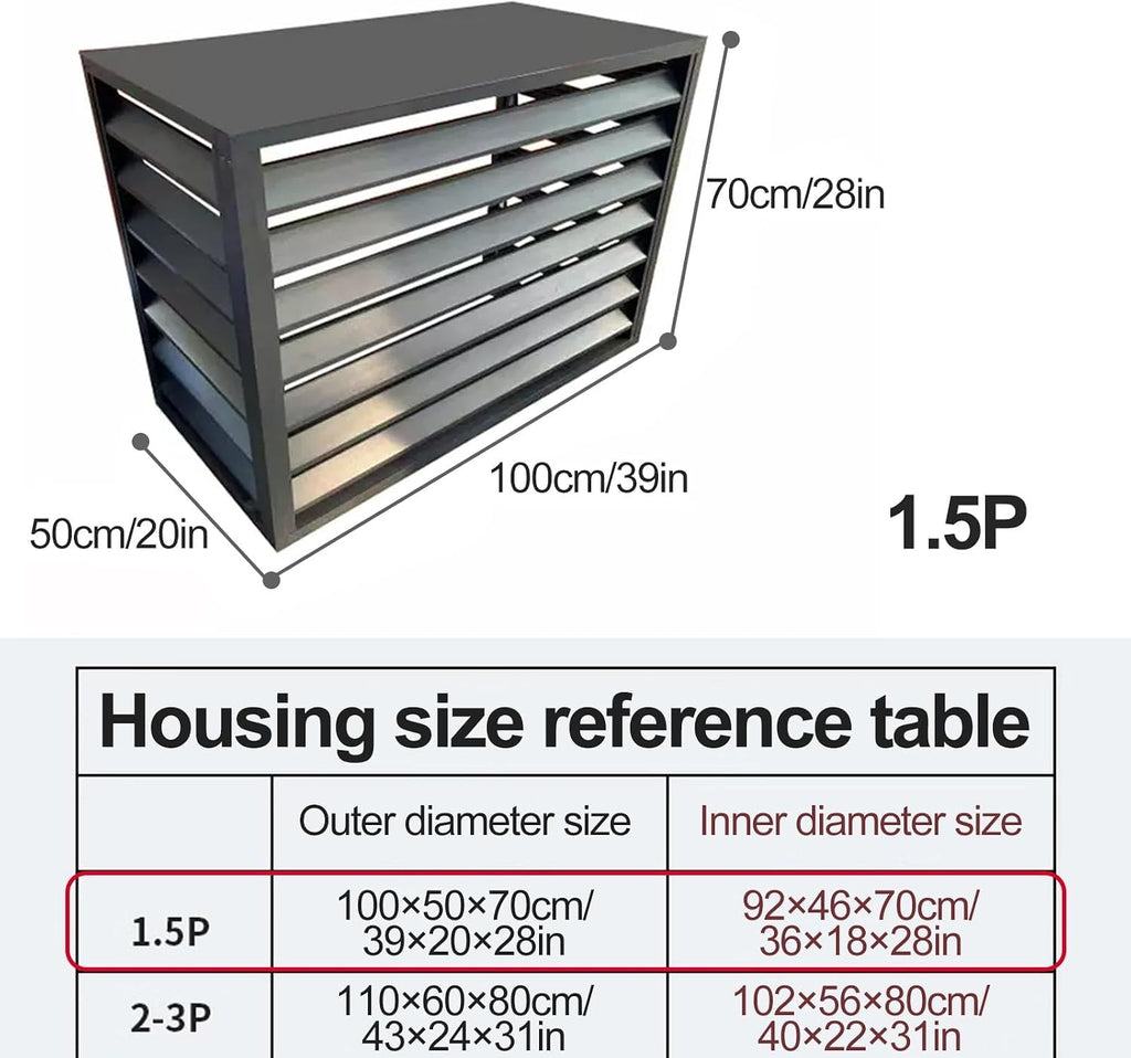 GENERIC Housse De Protection Pour Climatiseur 1,5 P – Boîte Décorative D'extérieur Avec Porte-fleurs, Clôture De Protection Pour Unité De Climatisation Pour Cacher Et Protéger Des éléments Météorologiques