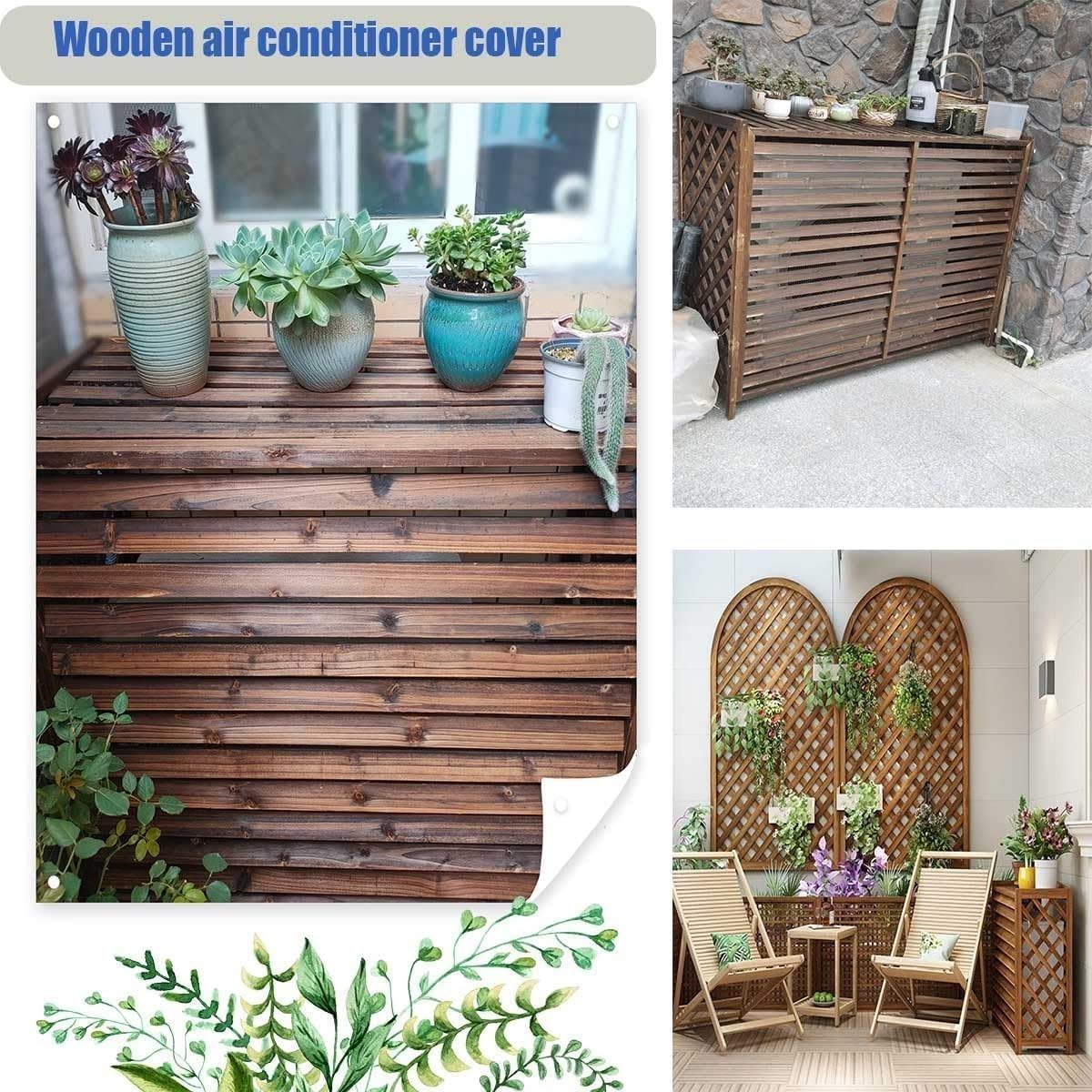 GENERIC Housse En Bois Pour Climatiseur – Support En Bois Massif Pour Climatisation Et étagère à Fleurs – Stores Blancs élégants – Taille Parfaite – 80 X 32 X 70 Cm – Pour Décoration Et Protection De La