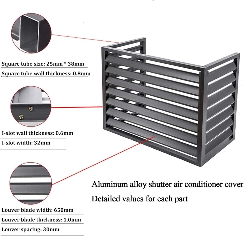 GENERIC Clôture De Climatiseur D'extérieur à 4 Panneaux En Aluminium Pour Protection De L'intimité Et Protection - Gris - 100 Cm - Cachez Votre Unité De Climatisation De Manière élégante Et Sécurisée