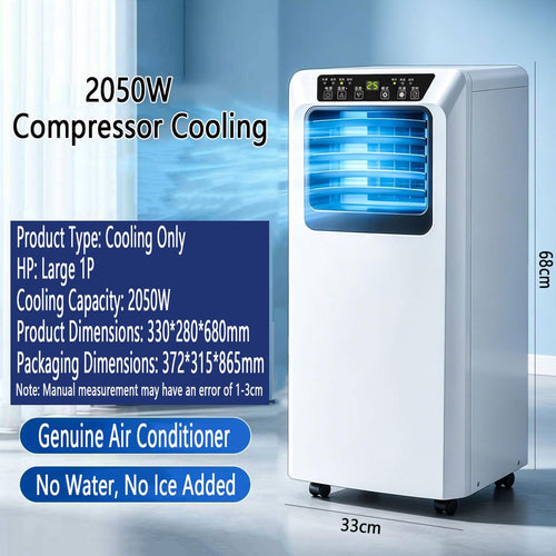  Climatiseur Portable Pour 300 Sq.Ft, Unité Intelligente AC Silencieuse Avec Déshumidificateur, Mode Veille, Télécommande, Minuterie 24H, Idéal Pour Chambre à Coucher, Bureau, Appartement