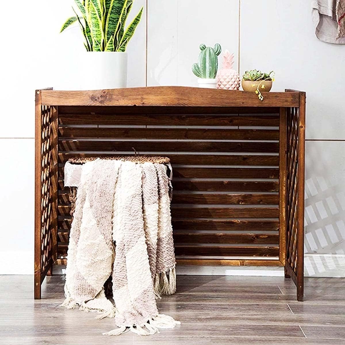  Étagère à Plantes De Balcon De Jardin Dissimulée Par Condenseur, Clôture De Climatiseur, Enceinte De Poubelle Extérieure, Couvercles De Climatiseur Pour Unités Extérieures, Grille En Bois Massif