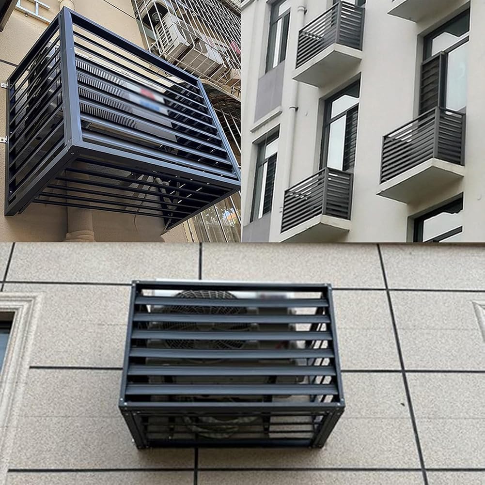 GENERIC Housse De Climatiseur En Aluminium De Qualité Supérieure Et écran De Clôture Pour Pompe à Chaleur, 3 Panneaux Pour Unités Extérieures/intérieures, 110 X 80 X 60 Cm, Résistant Aux Intempéries, Ion