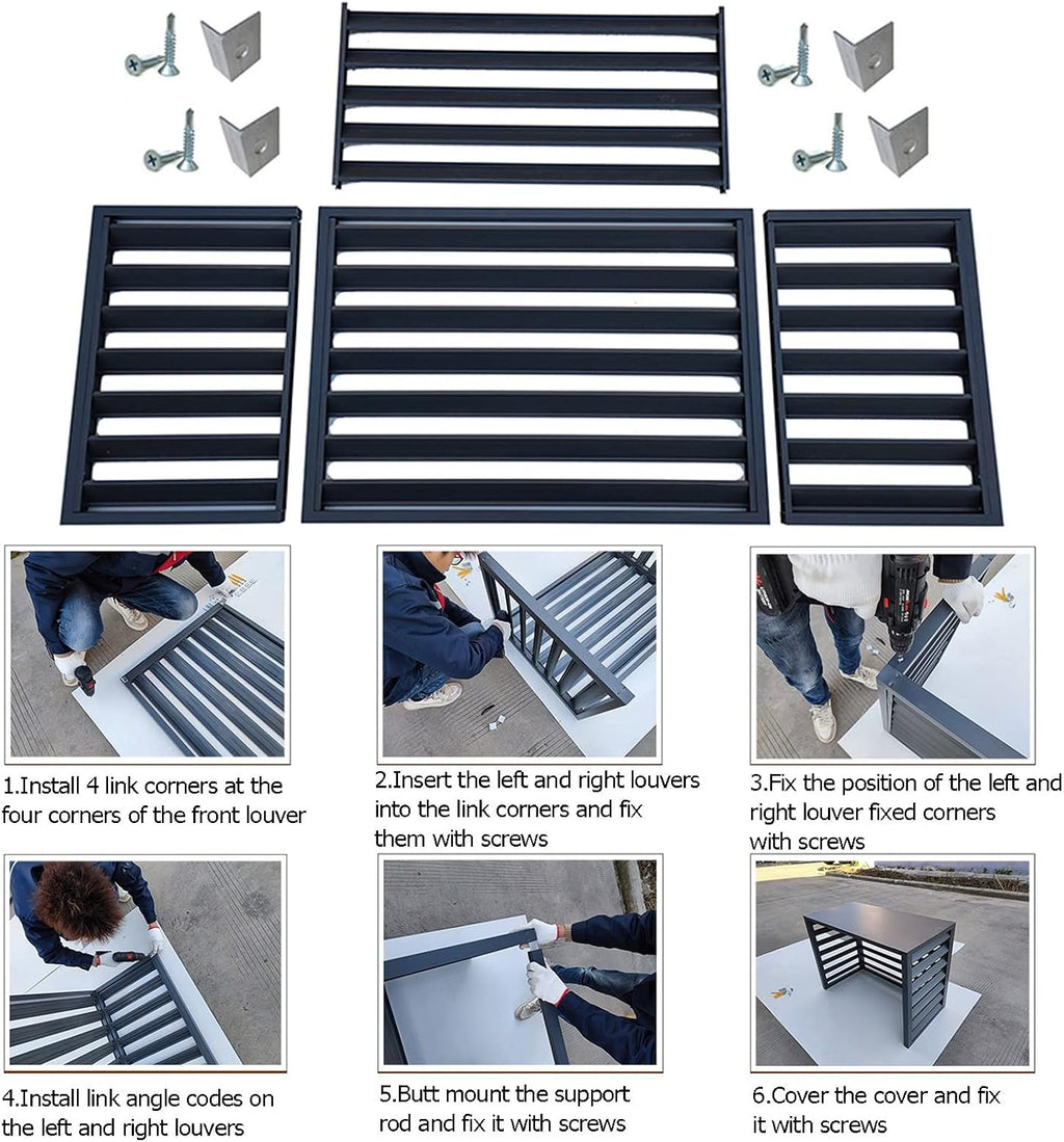 GENERIC Housse De Climatiseur En Aluminium Et Extérieur – Support Décoratif Pour Unités De Climatisation Et Pompes à Chaleur – Boîtier De Poubelle Autoportant – Protection Contre Les Intempéries Pour Les