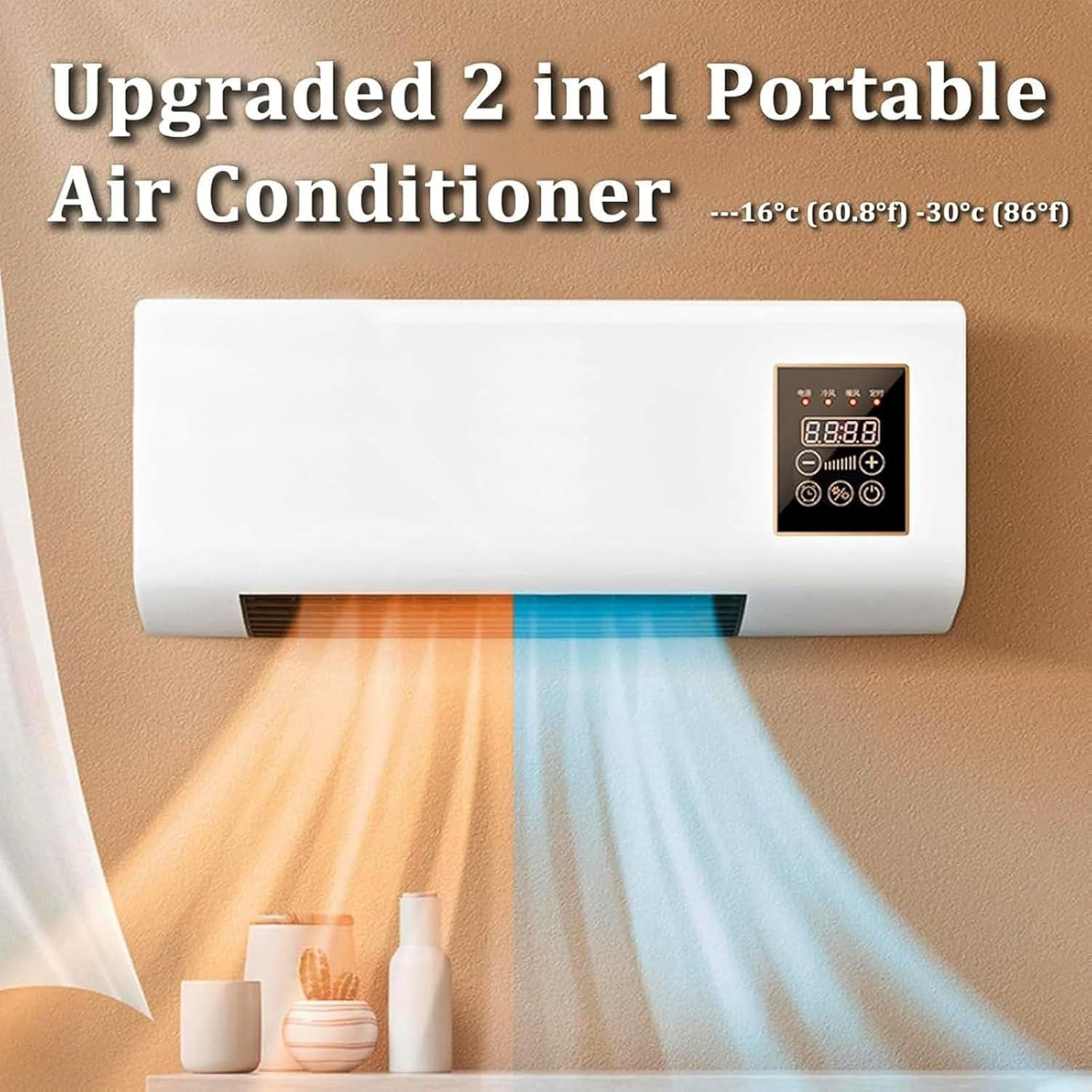  Ventilateur De Climatisation à Fente, Portable, Mural, Froid Et Chaud, 2-en-1, Super Silencieux Avec Télécommande, Idéal Pour La Maison, Bureau, Chambre à Coucher