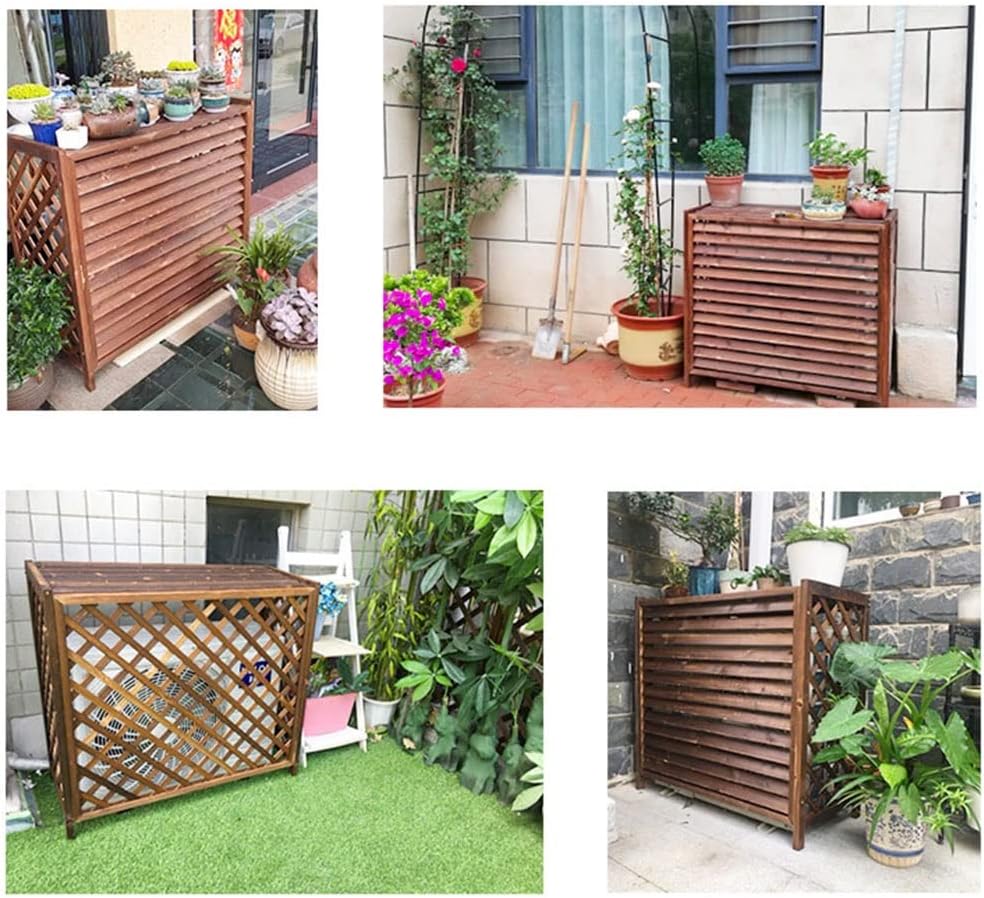 GENERIC Housse Imperméable En Bois Massif Pour Climatiseur – Clôture Extérieure AC Unit Protector Support De Fleurs En Bois Et Grille De Persienne (taille : M 100 X 43 X 94 Cm)