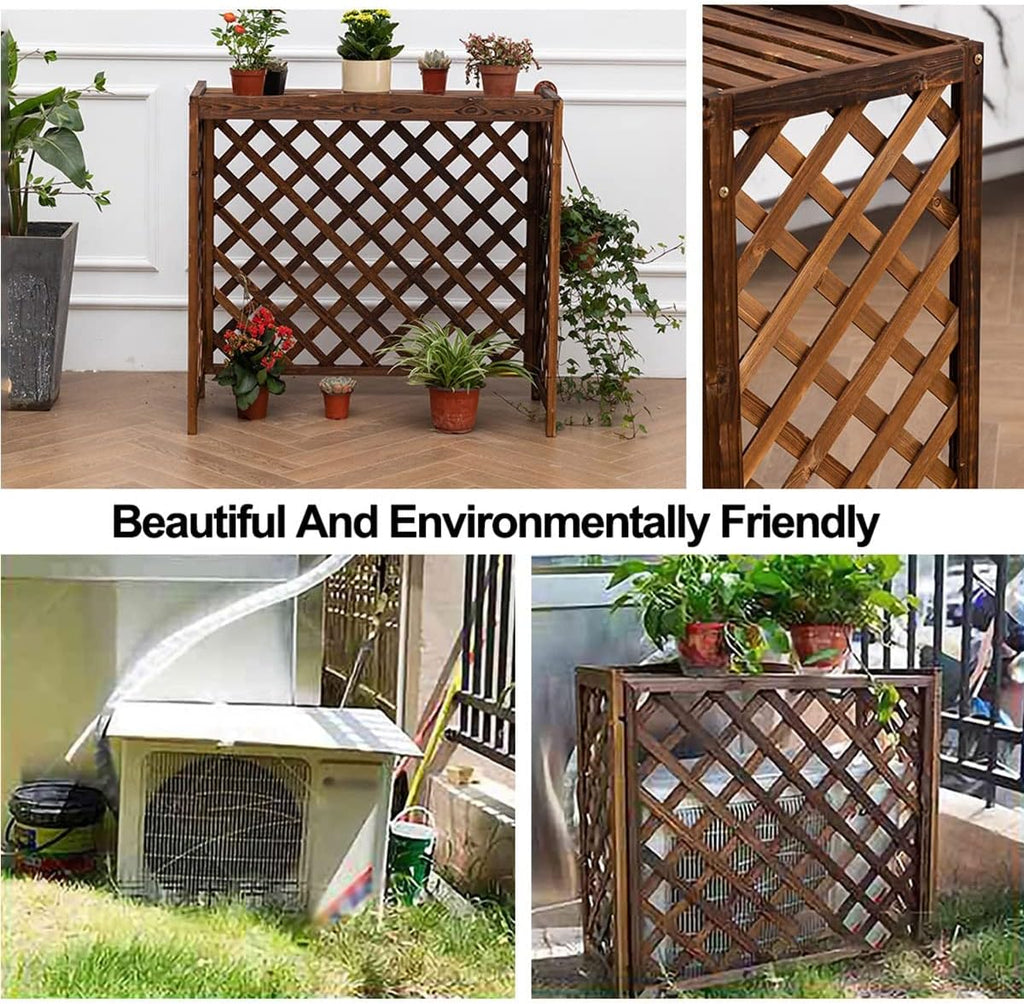  Grille De Protection Antivol En Bois Pour Climatiseur, Pour Poubelles Extérieures Ou Climatiseurs (L84 X L35 X H74 Cm)