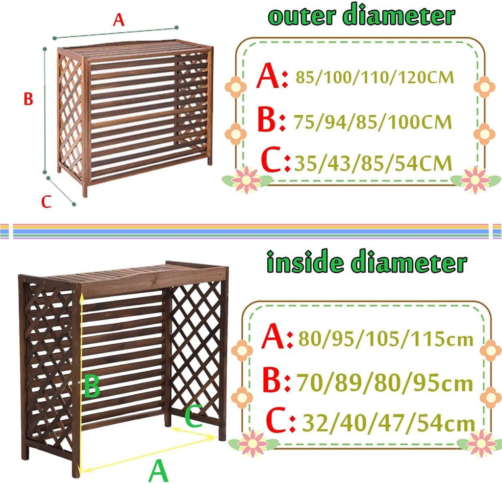 GENERIC Housse De Protection Pour Climatiseur Extérieur En Bois Massif Anti-corrosion Et Résistant Aux Intempéries Pour Climatisation Et Stockage Des Plantes