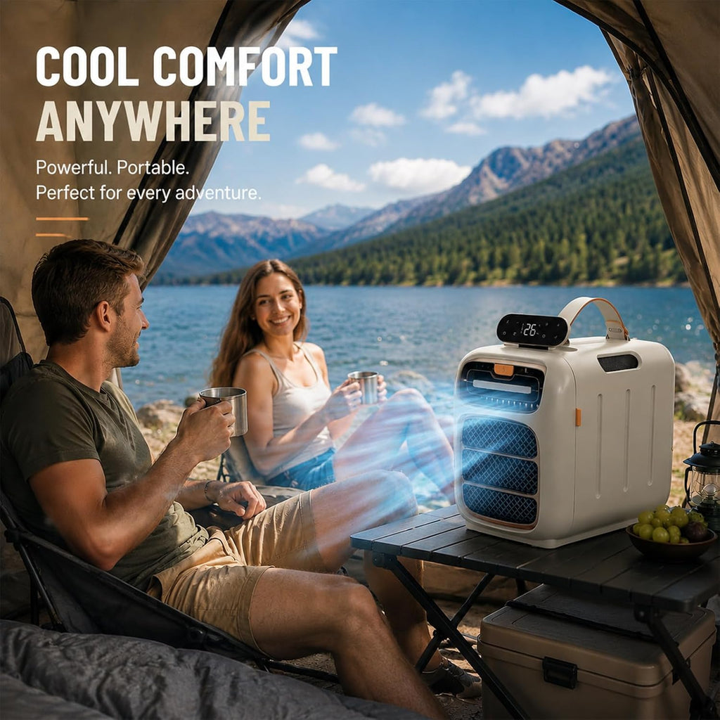  5200 BTU Mini Climatiseur Portable Pour Camping-Car, Clim Tente 1500W 3 Modes Avec Déshumidificateur, Climatisation Mobile Pour Van, Fourgon, Chambre, Logement Étudiant, Camion
