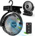  Simpeak 8000 MAh Ventilateur USB Avec Télécommande Mini Ventilateur Portable De Camping Ventilateur De Table Pince Avec 3 Vitesses| 3 Modes De Lumière LED| Rotation à 720°
