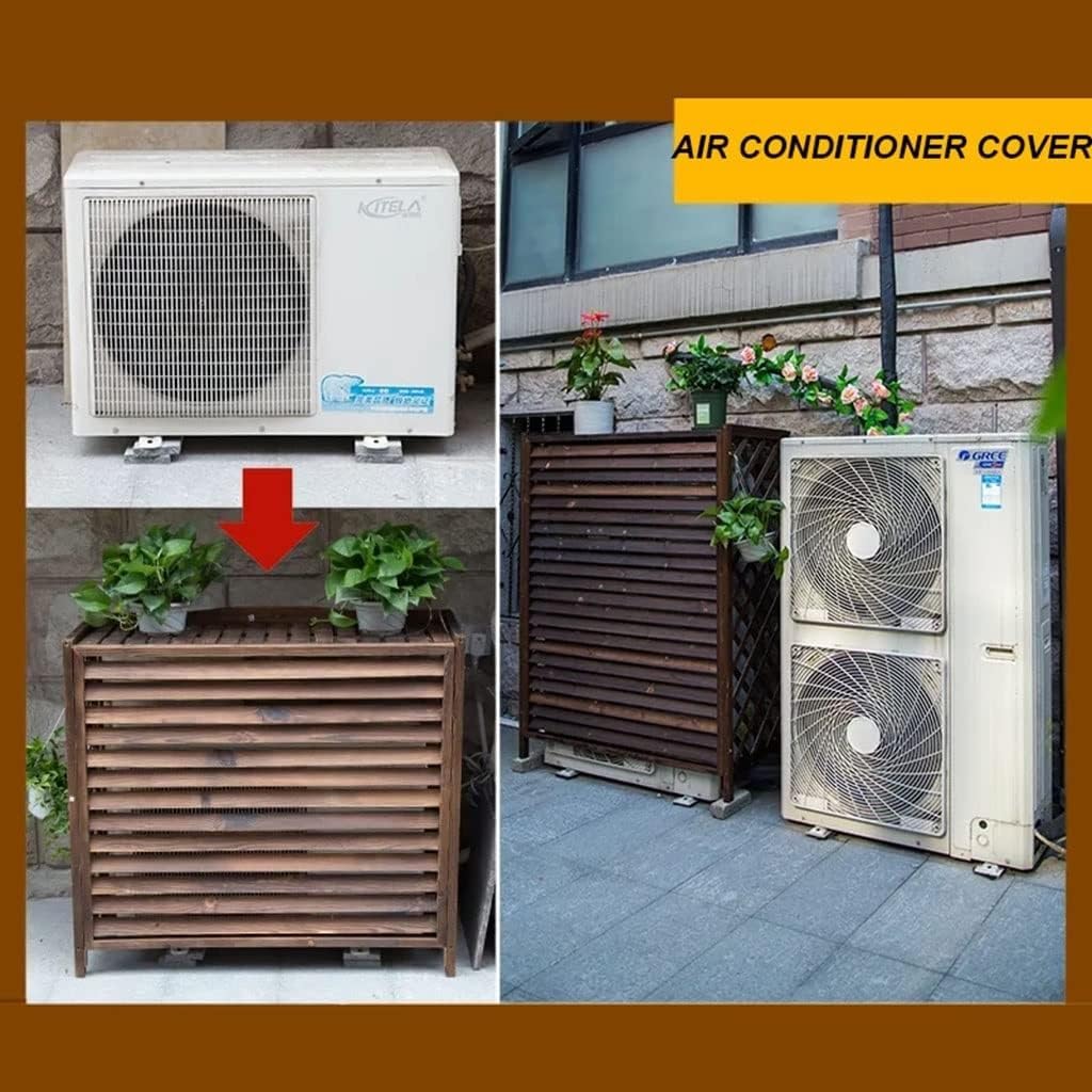  Housse En Bois Massif Pour Climatiseur – Volet De Protection Pour Pompe à Chaleur – Grille De Climatisation élégante Pour L'extérieur
