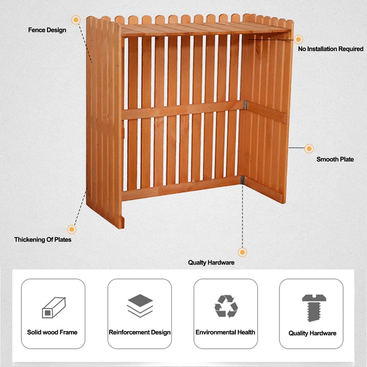  Housse De Protection Pour Climatiseur Extérieur En Bois, Cadre Extérieur, Support De Présentation Pour Plantes, écran De Confidentialité Décoratif, Santé Environnementale, étanche à L'eau Et