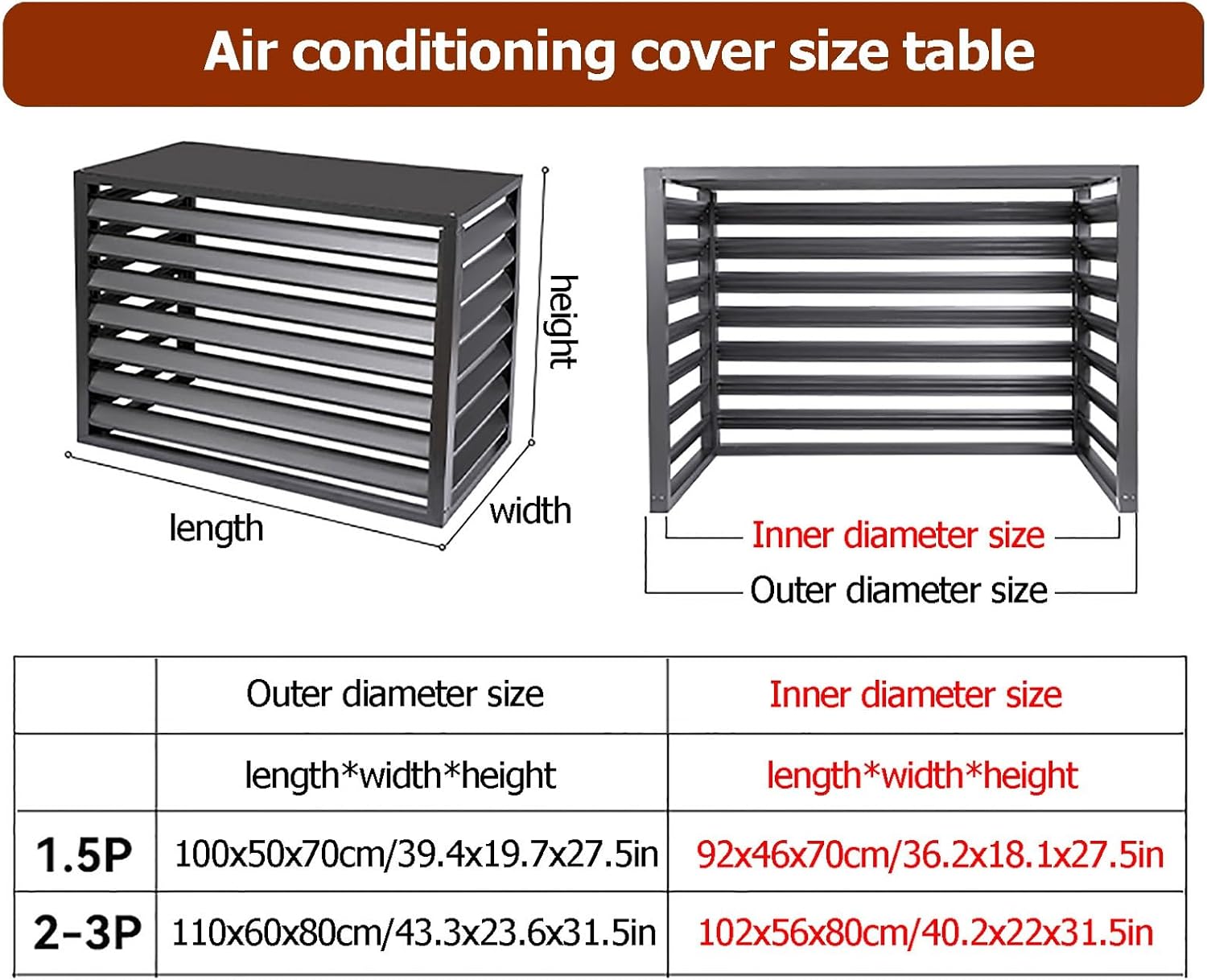 GENERIC Clôture De Confidentialité Pour Climatiseur Extérieur - Étanche Et Anti-poussière - Housse De Protection Robuste Et Grilles En Aluminium Pour Systèmes CVC
