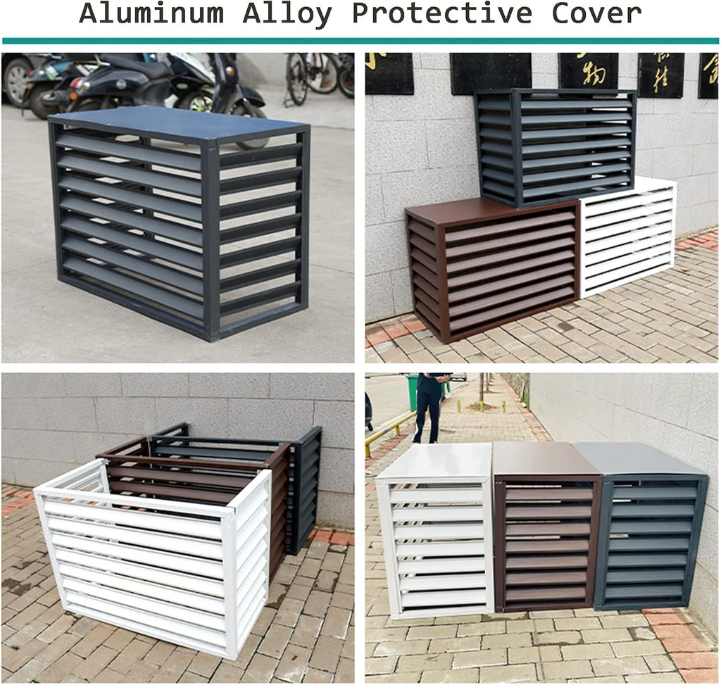  Housse Pour Unité De Climatisation Extérieure – Boîtier En Aluminium Avec Porte-fleurs Et Volets à Persiennes – Protection Résistante Aux Intempéries Pour Climatiseurs – Design élégant De Clôture
