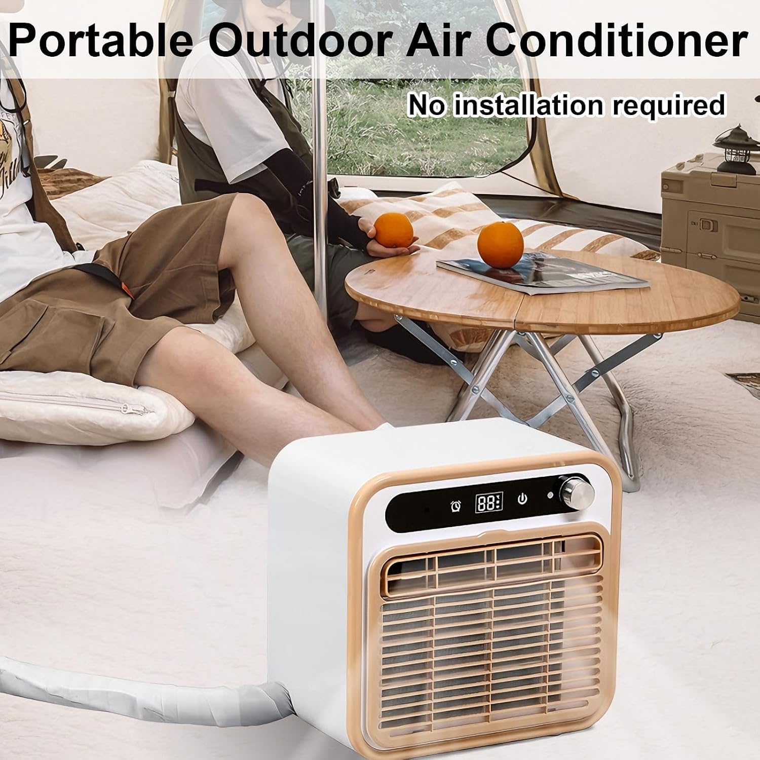  Climatiseur Portable Split Silencieux, 500000 BTU Unité De Camping Tranquille Avec WiFi Et Télécommande, 130m3/h Airflow, 12H Minuterie, Utilisation Multi-scènes Pour La Chambre à Coucher/Bureau/R
