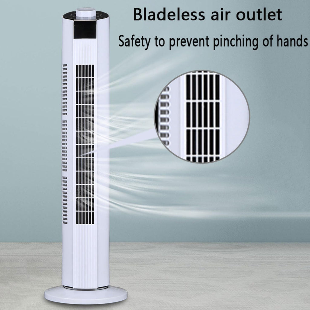 GENERIC Ventilateur De Tour Silencieuse, Circulateur D'air Sans Lame à 3 Vitesses Avec 60 Oscillations, Minuterie 12H, Affichage LED, Refroidisseur électrique Portable Pour Bureau De Chambre, Conception D'éco