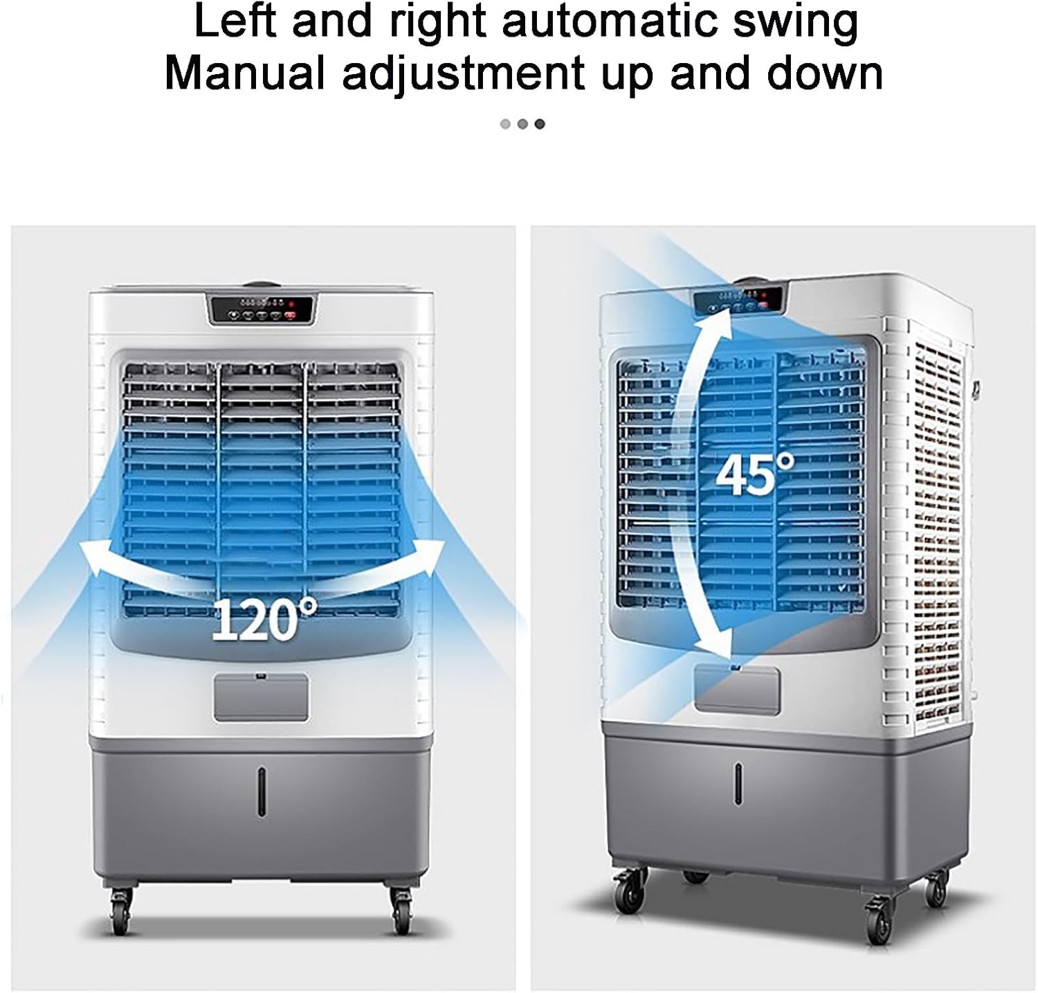 GENERIC Refroidisseur élatif Portable Avec Réservoir De 55L, 3 Vitesses Et Oscillat à 120 °, Roues Faciles à Déplacer Pour Le Refroidissement De Bureau à Domicile, Flux D'air Rafraîchissant