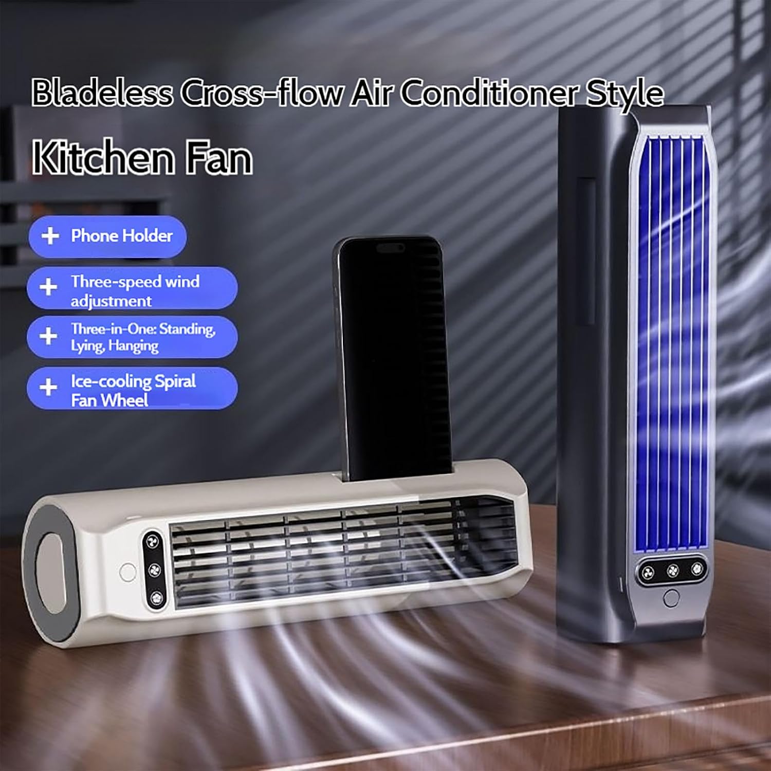 GENERIC Refroidisseur D'air Brizaac, Climatiseur Brizac,climatiseur Mural Avec Batterie 3000mah,ventilateur De Refroidissement Silencieux Sans Lame à 3 Vitesses Pour La Chambre,bureau Et La Maison (kaki)
