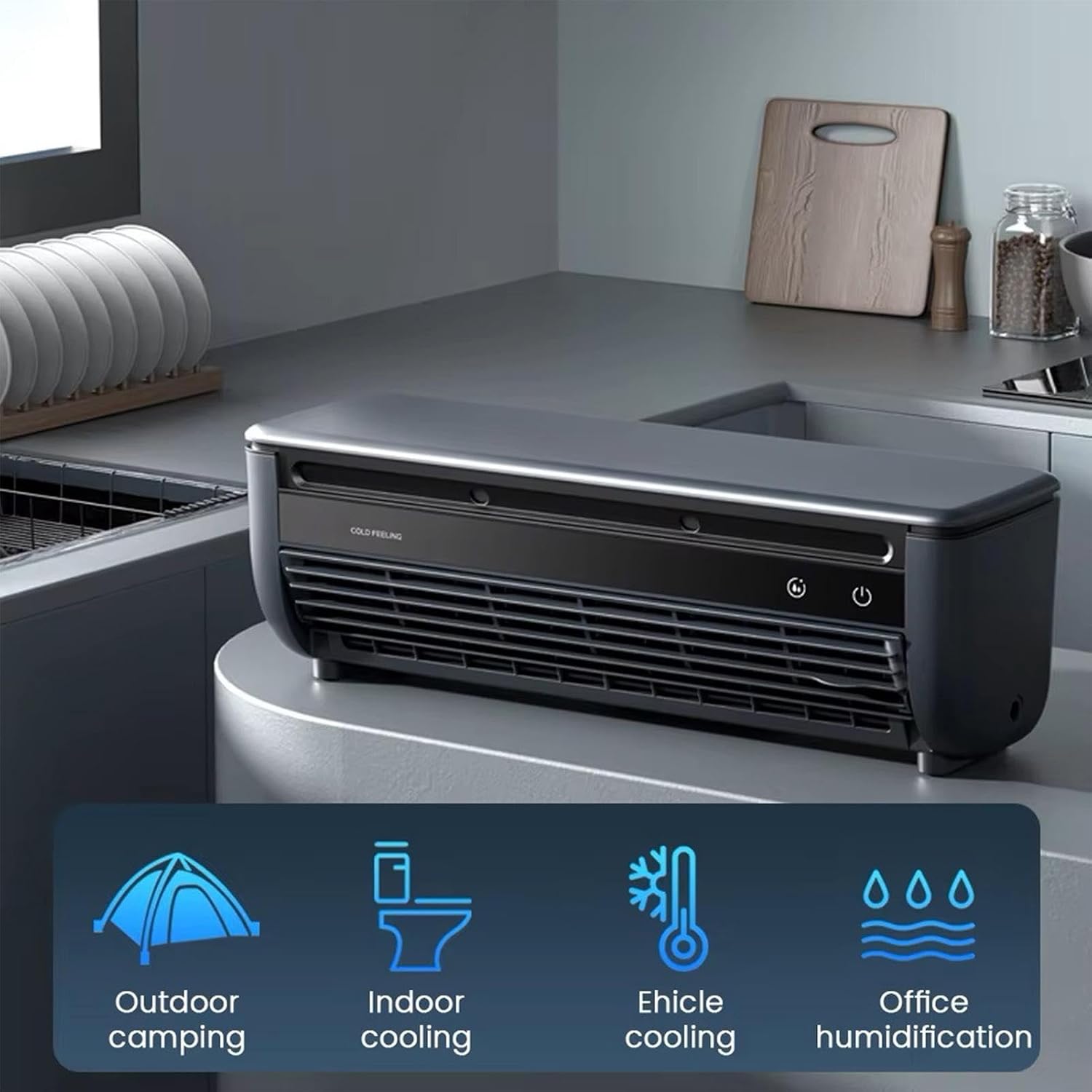  Rafraîchisseur D'air, Climatiseurs Portables, Ventilateur Rafraîchissant, Rafraîchisseur D'air à 3 Vitesses Avec Chargeur Sans Fil, Rafraîchisseurs De Airs Par évaporation Pour Chambre, Camping-car