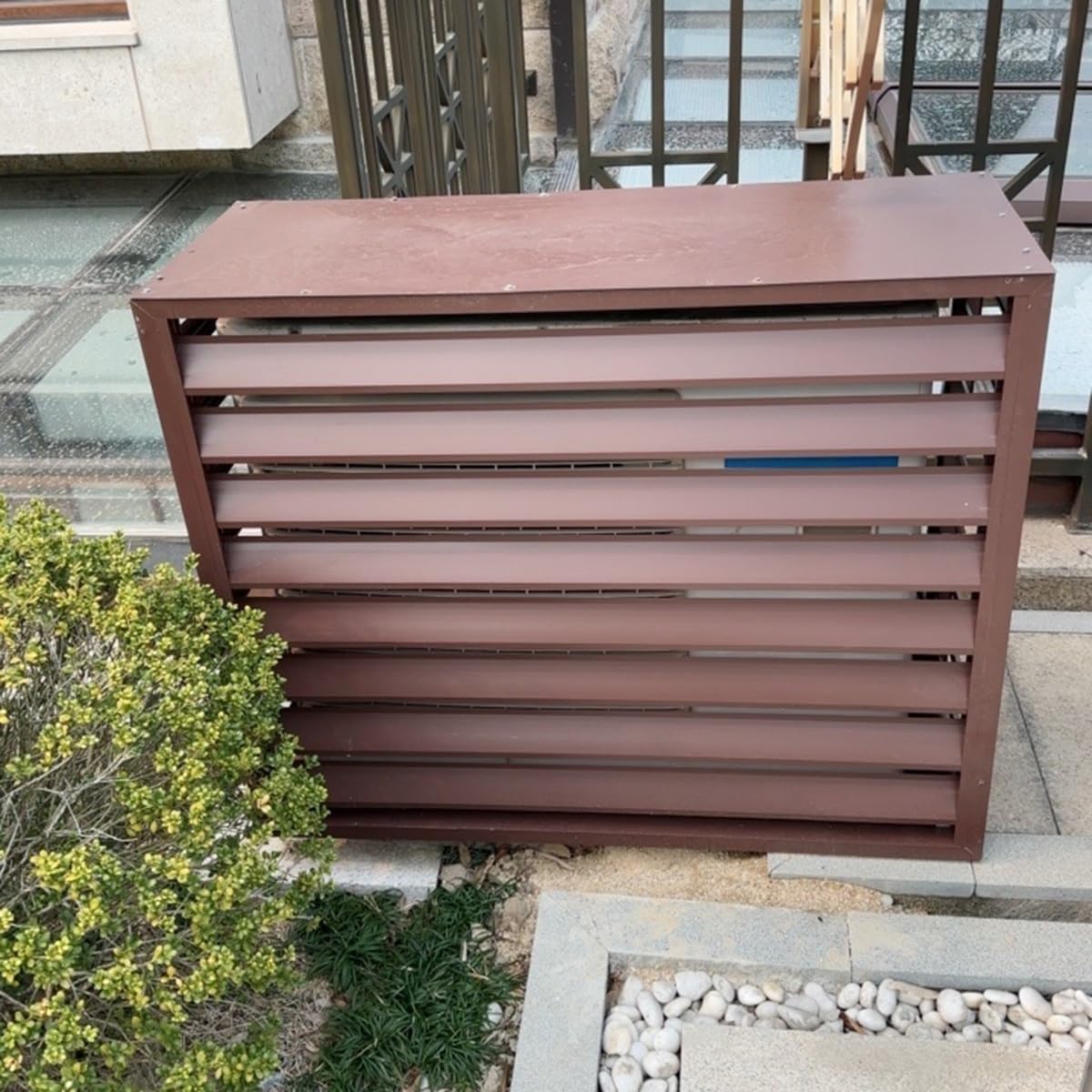  Housse De Protection Pour Climatiseur En Alliage D'aluminium Pour Unités De Climatisation Et Pompes à Chaleur, Boîte De Jardin Extérieure Marron 110 X 60 X 80 Cm, Protect