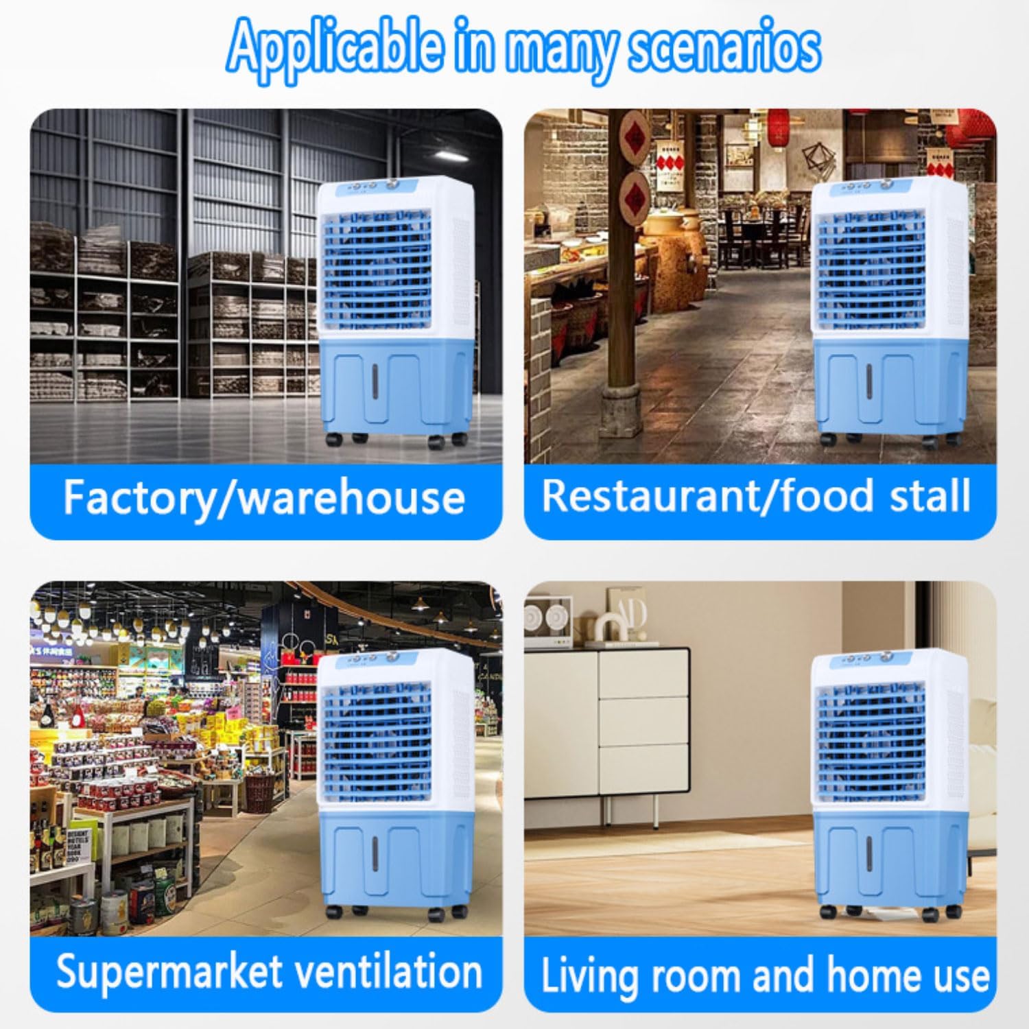 GENERIC Refroidisseur D'évaporation Portable Sans Fenêtre 40L Réservoir 120 Ventilateur Oscillant 3 Vitesses Climatiseur Debout Au Sol à Distance Pour Les Grandes Chambres Extérieures Intérieures Refroidissem