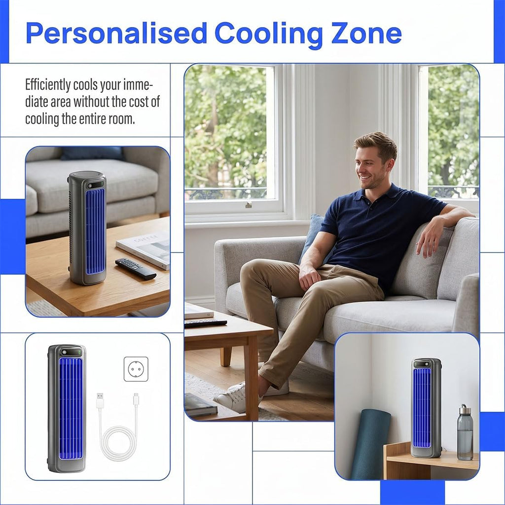  Jiuberry Cooling Ace, Climatiseur Portable Epicooler, Climatiseur Portable Quiet Cooling Ace à 3 Vitesses, Chargement USB-C, Gain De Place Mural, Pour Une Utilisation Intérieure Dans (D)
