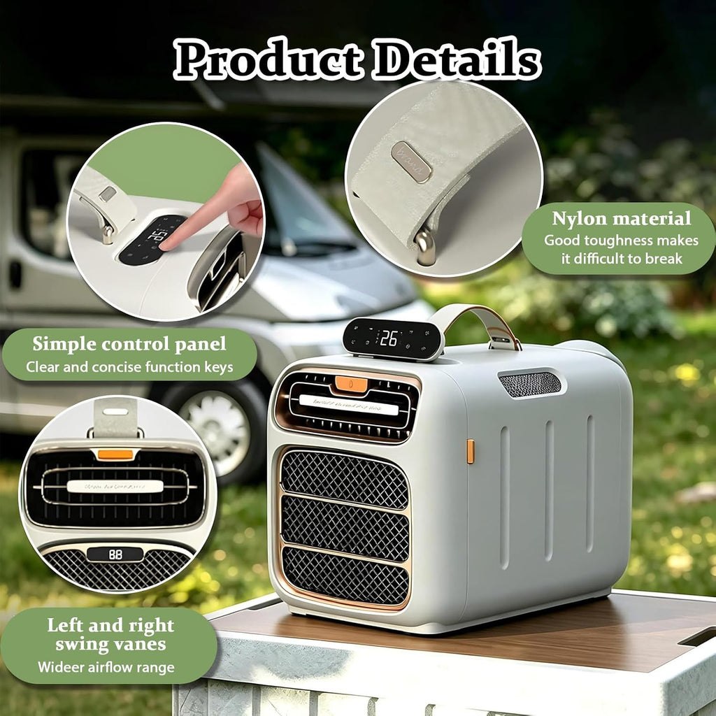  Climatiseur Mobile Sans Évacuation Et Climatiseurs Portables Minuterie 24H Pour 5-13㎡ Idéal Pour Le Sommeil De Nuit Et La Détente En Tente Cooling&HeatingwithSpeakerVersion-220V