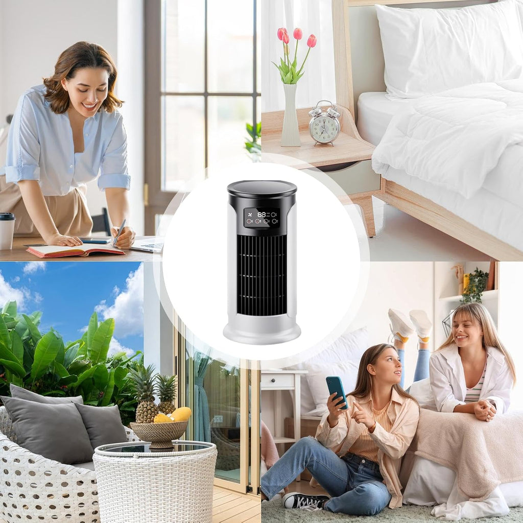  Ventilateur Climatiseur | Ventilateur Personnel Portable Rafraîchisseur D'Air - Minuterie Silencieuse Refroidisseur D'Air Réservoir 300 Ml Compact Pour Chambre Voiture Et Extérieur