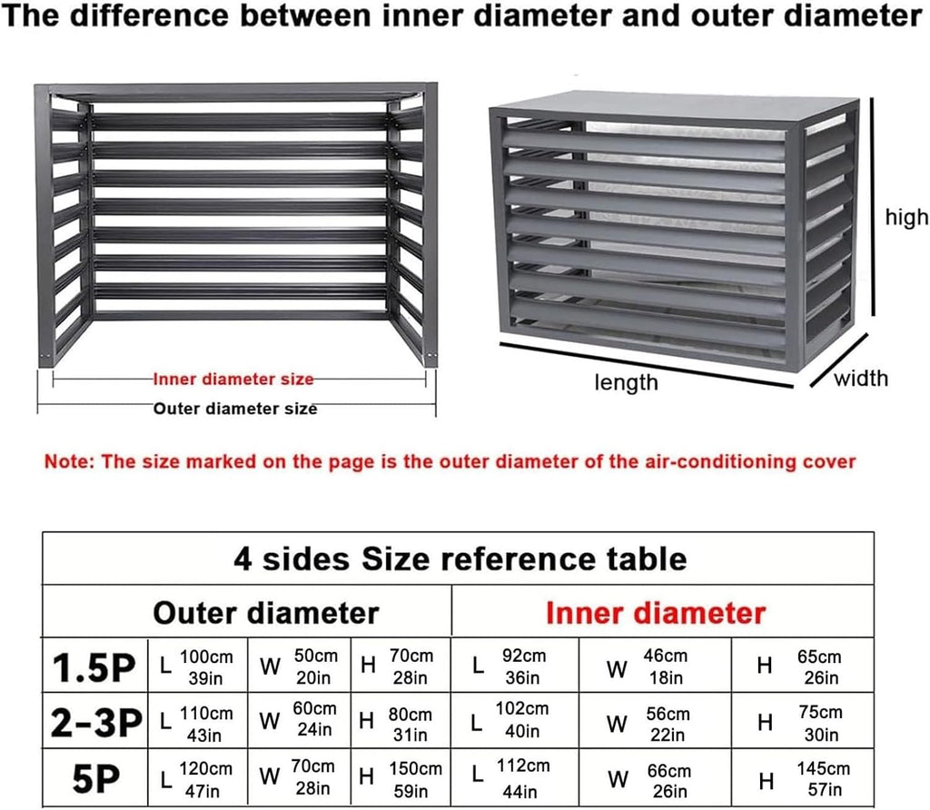 GENERIC Housse En Aluminium à 4 Panneaux Pour Climatiseur Et Pompe à Chaleur - Support De Fleurs - Blanc - 100 X 50 X 70 Cm