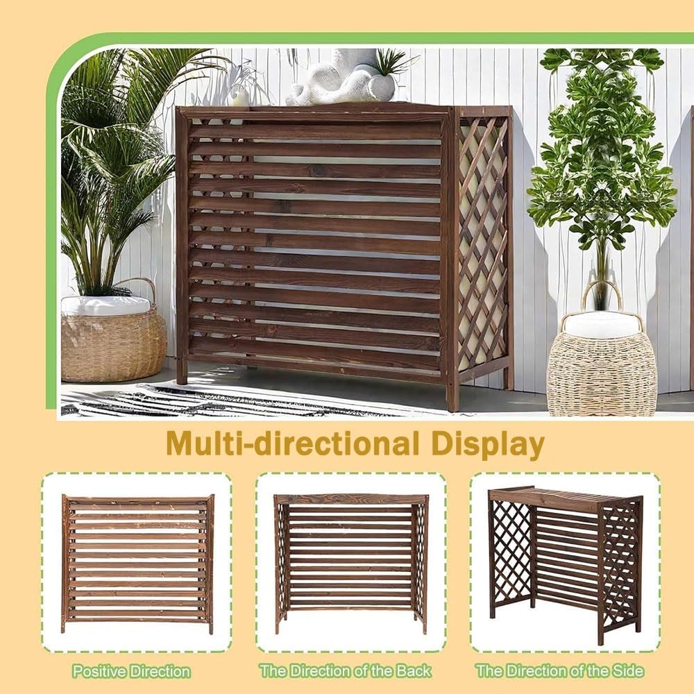  Support De Grille Pour Climatiseur Extérieur, Grille En Bois Pour Unité De Climatisation, Protection Pour Climatiseur Central, Cache Pour Pompe à Chaleur (100 X 43 X 94 C