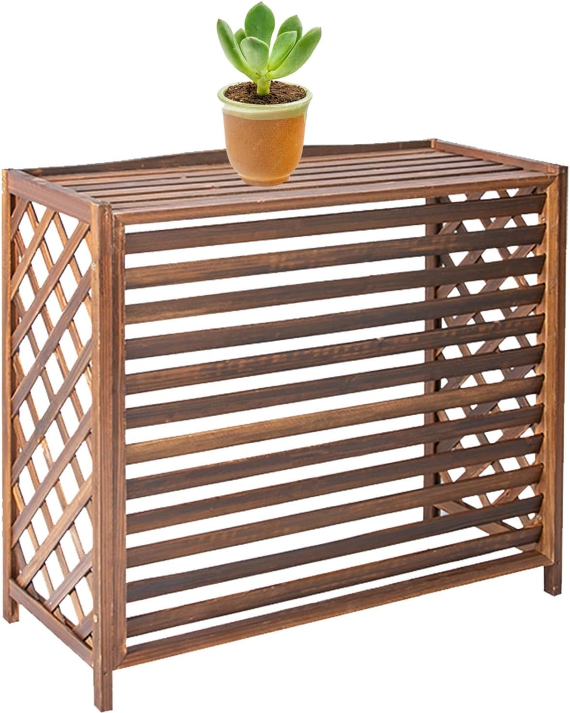  Housse En Bois Massif Pour Climatiseur Et Pompe à Chaleur – Protection Anti-corrosion Pour Unité Extérieure – Cachette élégante Pour Climatisation Et étagère De Rangement De Plantes (85 X 35 X 75 Cm)