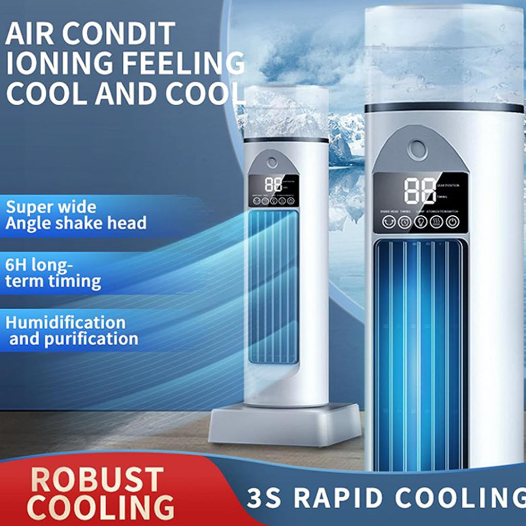  Ventilateur AC Portable – Climatiseur D'air Frais, Refroidisseur Silencieux Sans Pales Avec 6 Vitesses, Télécommande, Réservoir D'eau, Humidificateur Avec Minuterie De 6 Heures Pour Chambre à