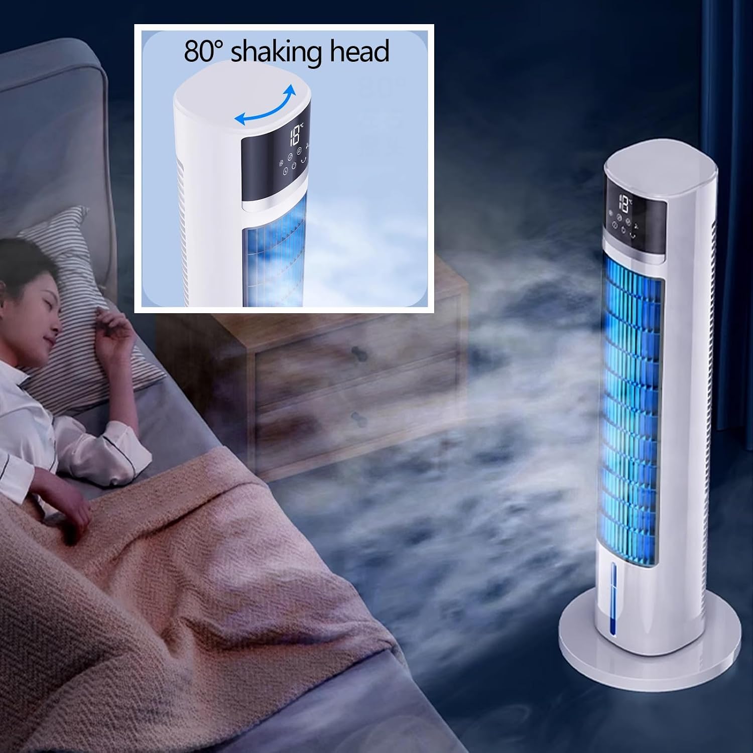 GENERIC Refroidisseur D'air Portable Efficace Sur L'énergie, Fonctionnement Silencieux à 3 Vitesses, Ventilateur De Bureau 5000 BTU Avec Humidificateur De Brime De Glace, Télécommande Pour Le Patio De Bureau