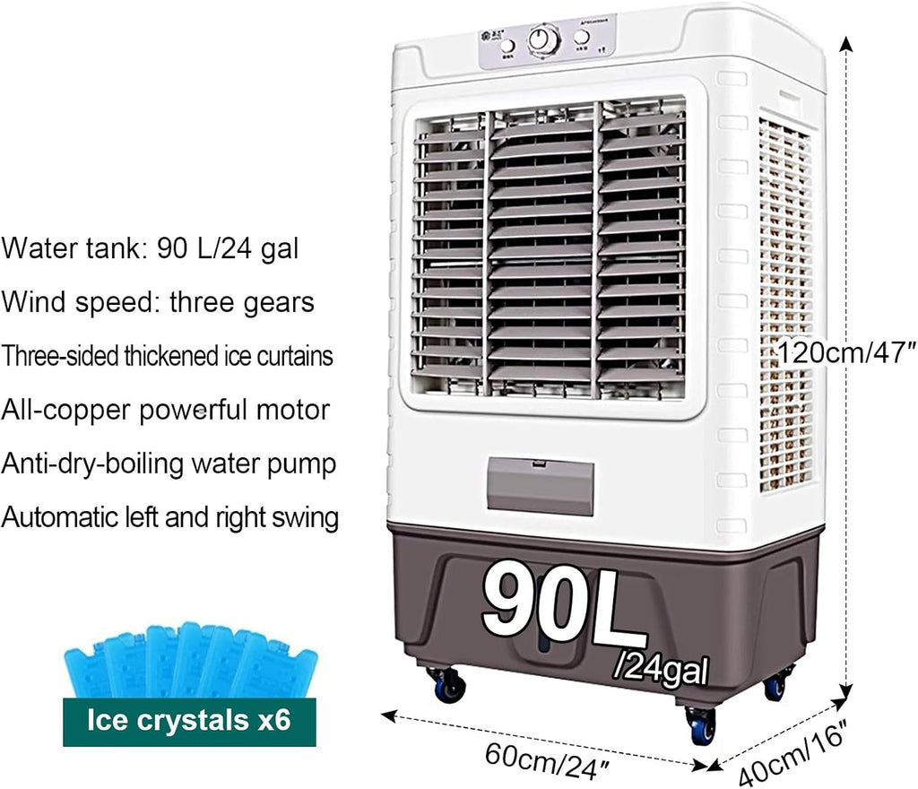  Générique Climatiseur Portable, Ventilateur Et Déshumidificateur 3 En 1, Réservoir D'eau De 30 L, 4 Roues, Pour La Maison Ou Le Bureau (Unique Couleur S)