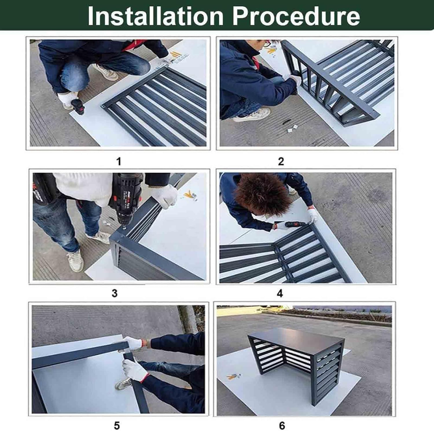 GENERIC Housse De Climatiseur D'extérieur Résistante Aux Intempéries - Barrière Décorative En Aluminium - Protection Contre Le Bruit Pour Climatiseurs - Protection Toutes Saisons