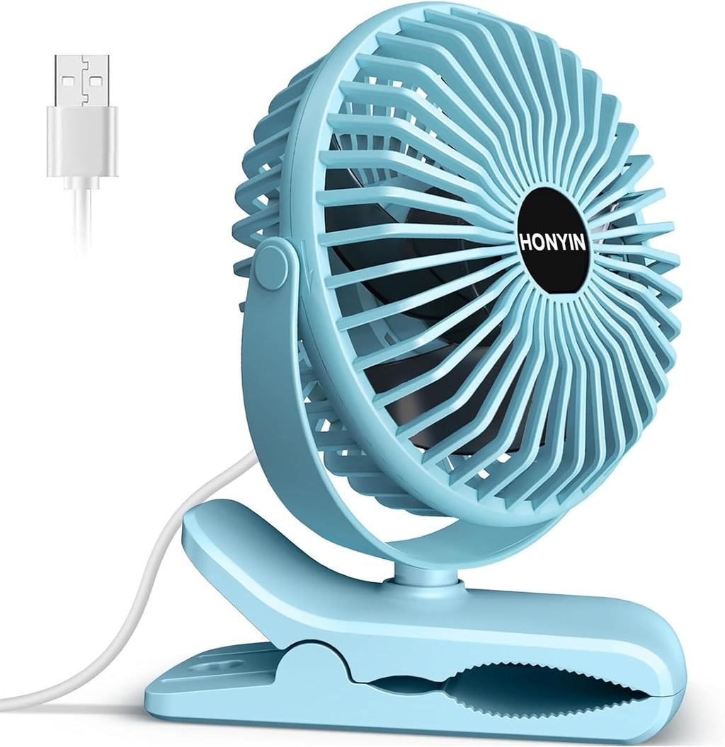  HONYIN Mini Ventilateur à Pince, 720 Rotation° Clip & Table Ventilateur | Petit Ventilateur USB, Air Puissant Et Fonctionnement Silencieux, Alimenté Par USB, Pour Maison Table Bureau